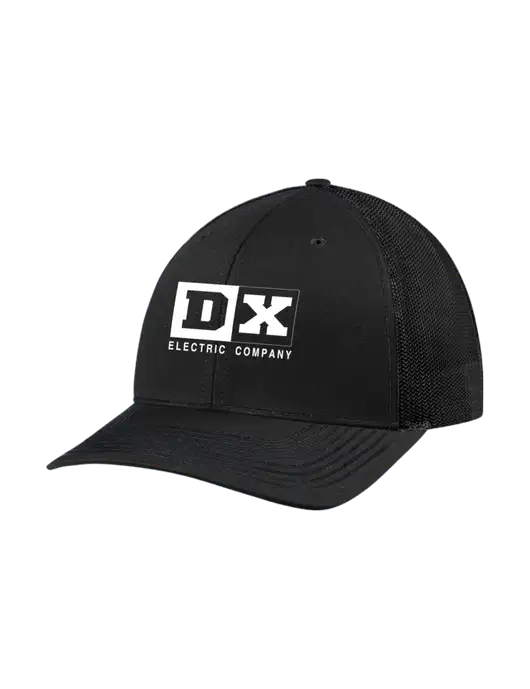 Richardson Adjustable Snapback Original 112 Trucker Cap Black w/Black Mesh w/DX Logo