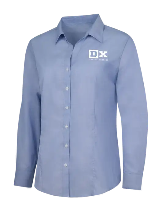 Light Slate Blue Womens Crosshatch Easy Care Shirt w/DX Logo