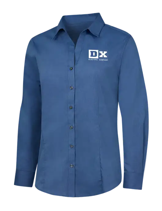 Light Navy Womens Crosshatch Easy Care Shirt w/DX Logo
