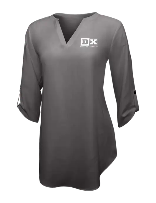 Dark Grey Womens 3/4 Sleeve Tunic Blouse w/DX Logo
