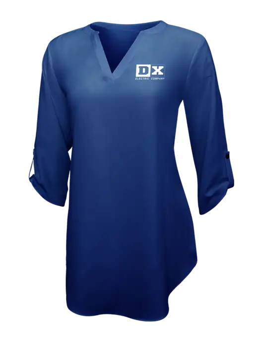 Dark Royal Womens 3/4 Sleeve Tunic Blouse w/DX Logo