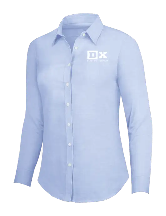 Light Blue Womens SuperPro Oxford Shirt w/DX Logo