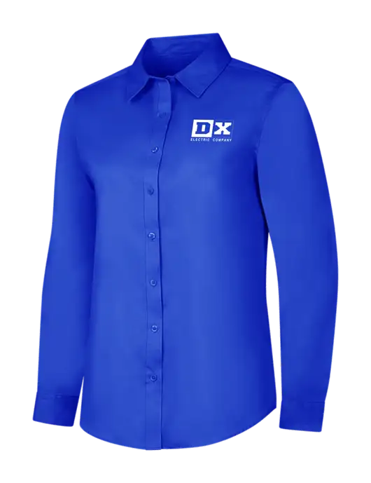 Womens Long Sleeve Dark Royal Superpro React Twill Shirt w/DX Logo