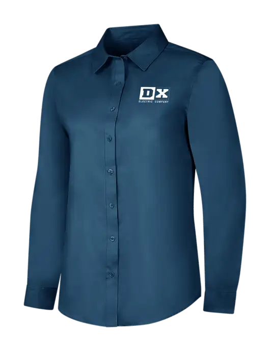 Light Navy Womens Long Sleeve Superpro React Twill Shirt w/DX Logo