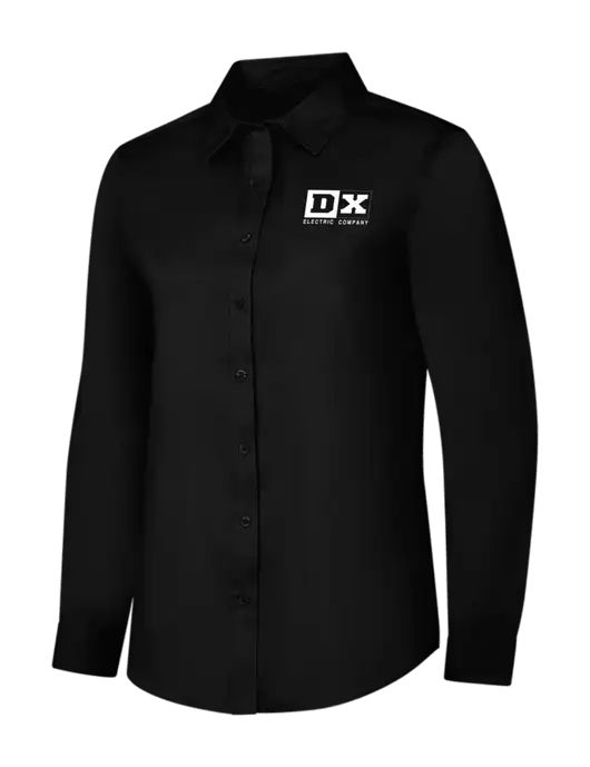 Womens Black Long Sleeve Superpro React Twill Shirt w/DX Logo