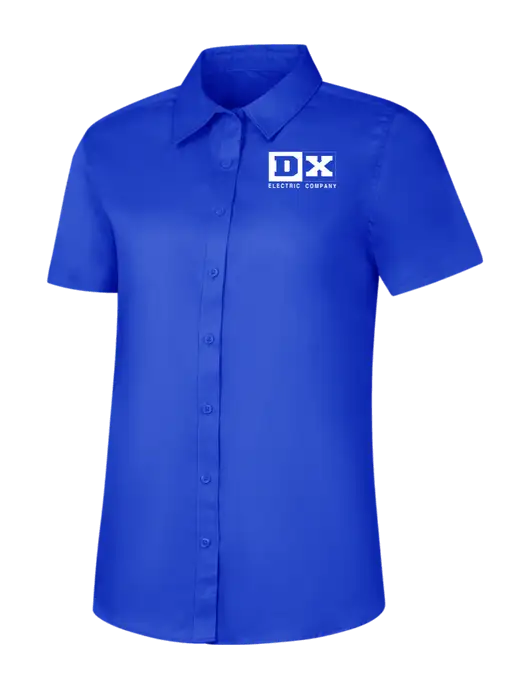 Womens Short Sleeve Dark Royal Superpro React Twill Shirt w/DX Logo