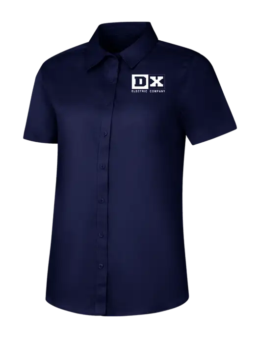 Womens Navy Short Sleeve Superpro React Twill Shirt w/DX Logo