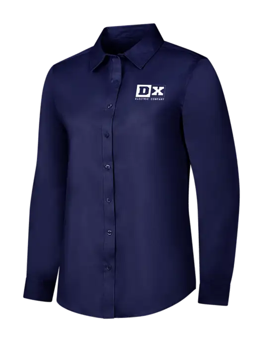 Navy Womens Long Sleeve Superpro React Twill Shirt w/DX Logo