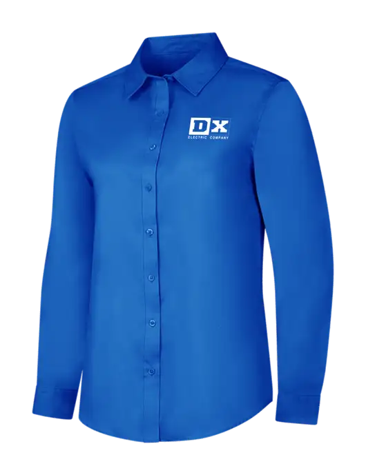 Womens Long Sleeve Royal Blue Superpro React Twill Shirt w/DX Logo