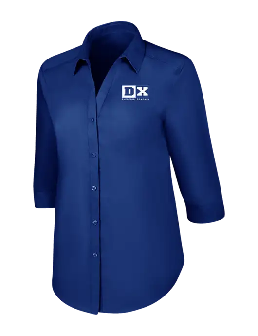 Womens Royal 3/4 Sleeve Carefree Poplin Shirt w/DX Logo