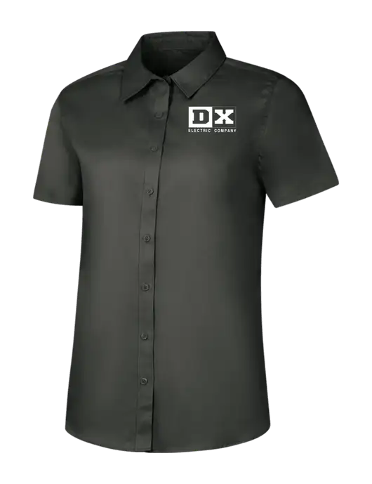 Womens Dark Grey Short Sleeve Superpro React Twill Shirt w/DX Logo