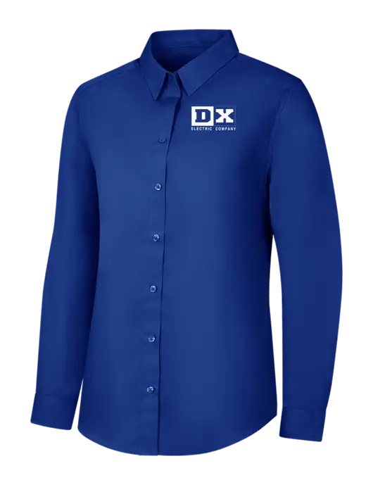 Womens Royal Long Sleeve Carefree Poplin Shirt w/DX Logo