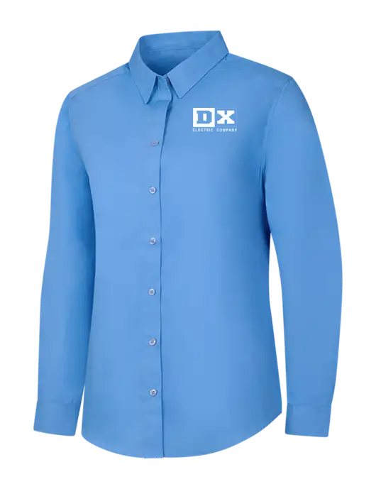 Womens Carolina Blue Long Sleeve Carefree Poplin Shirt w/DX Logo