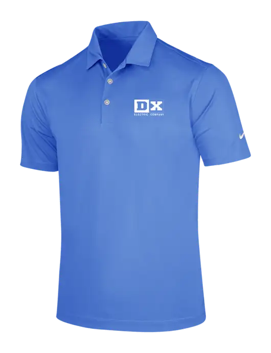 NIKE Light Royal Blue Dri-Fit Vertical Mesh Polo w/DX Logo