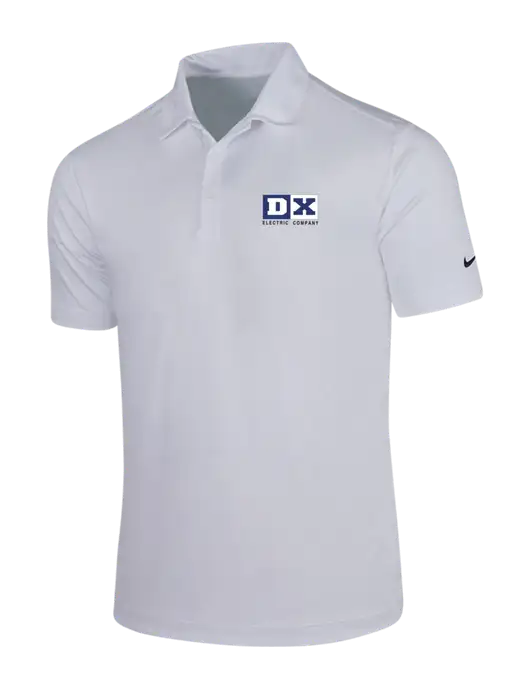 NIKE White Dri-Fit Vertical Mesh Polo w/DX Logo