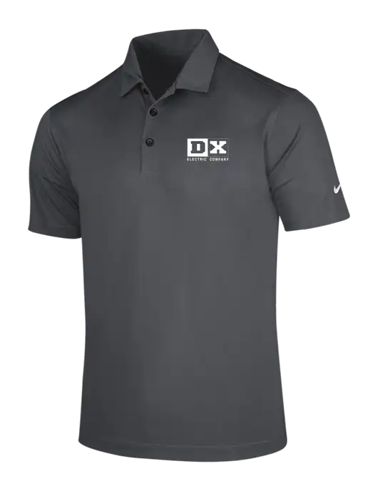 NIKE Dark Grey Dri-Fit Vertical Mesh Polo w/DX Logo