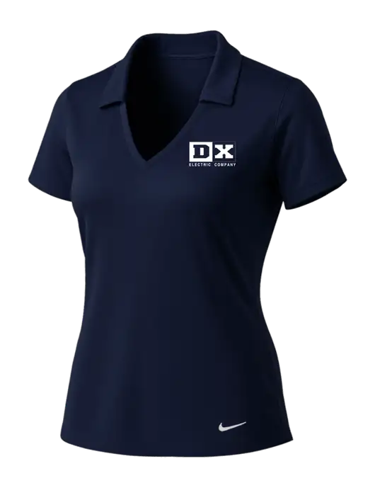 NIKE Dark Navy Womens Dri-Fit Vertical Mesh Polo w/DX Logo