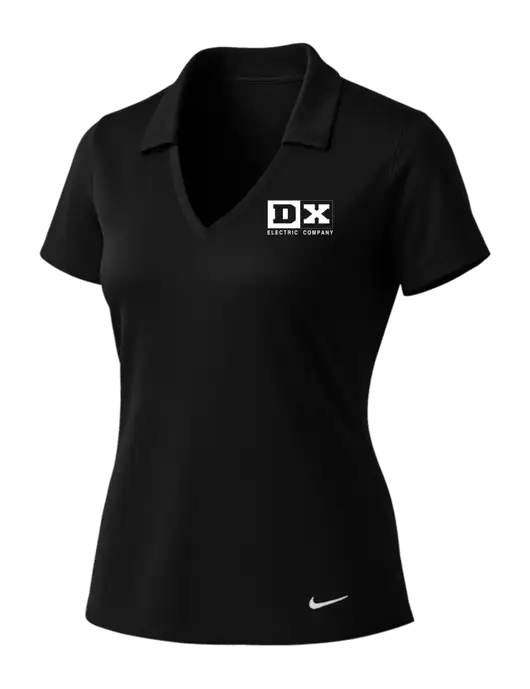 NIKE Black Womens Dri-Fit Vertical Mesh Polo w/DX Logo
