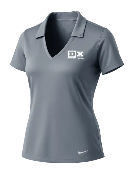 NIKE Medium Grey Womens Dri-Fit Vertical Mesh Polo w/DX Logo