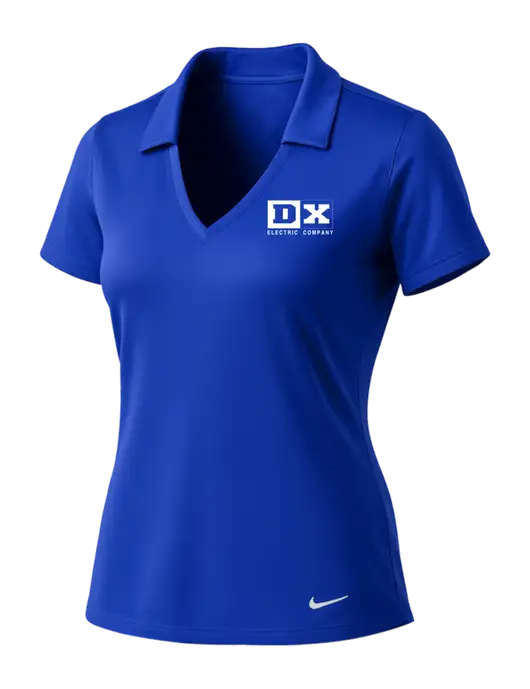 NIKE Dark Royal Womens Dri-Fit Vertical Mesh Polo w/DX Logo