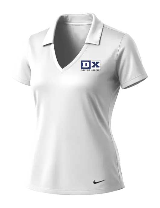 NIKE White Womens Dri-Fit Vertical Mesh Polo w/DX Logo