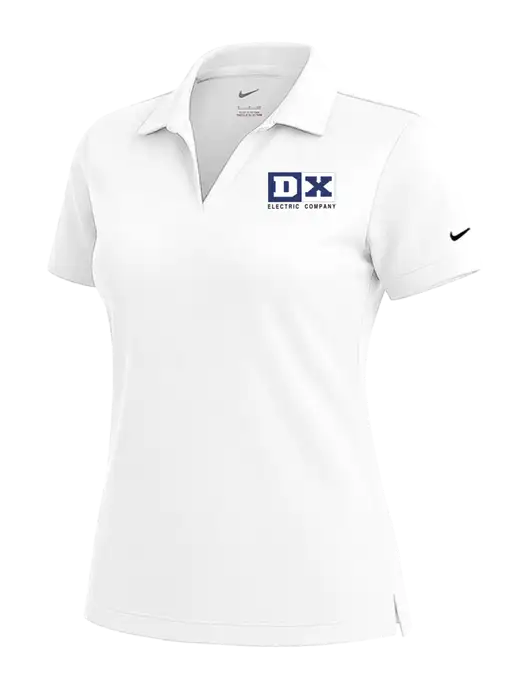 NIKE White Womens Dri-Fit Micro Pique Polo w/DX Logo