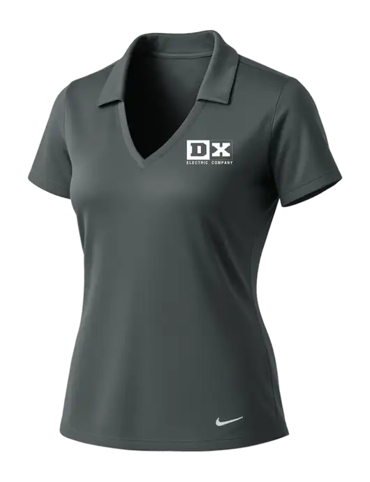 NIKE Dark Grey Womens Dri-Fit Vertical Mesh Polo w/DX Logo