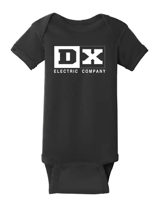 Rabbit Skins Black Infant Short Sleeve Baby Rib Bodysuit w/DX Logo