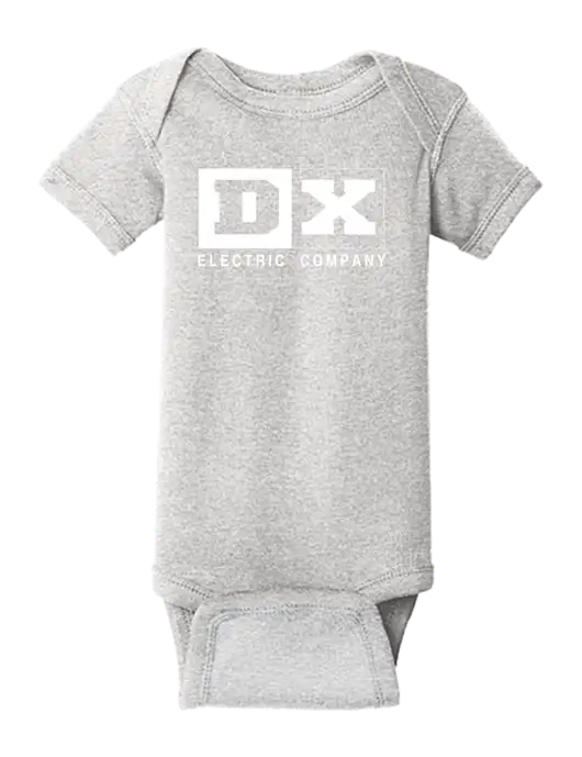 Rabbit Skins Light Grey Heather Infant Short Sleeve Baby Rib Bodysuit w/DX Logo