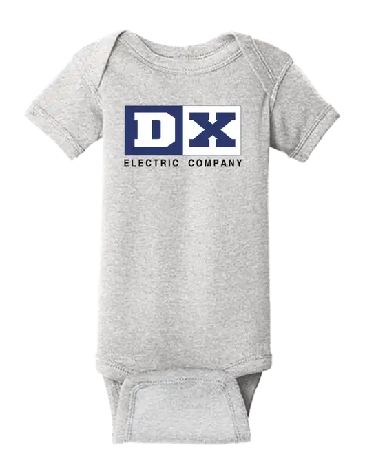 Rabbit Skins Light Grey Heather Infant Short Sleeve Baby Rib Bodysuit w/DX Logo