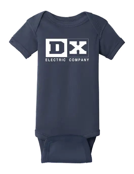 Rabbit Skins Navy Infant Short Sleeve Baby Rib Bodysuit w/DX Logo