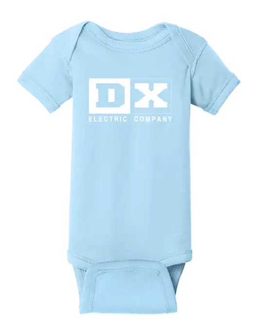 Rabbit Skins Light Blue Infant Short Sleeve Baby Rib Bodysuit w/DX Logo