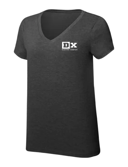 Womens Simply Soft V-Neck Black Frost 4.5oz  Poly/Combed Ring Spun Cotton T-Shirt w/DX Logo