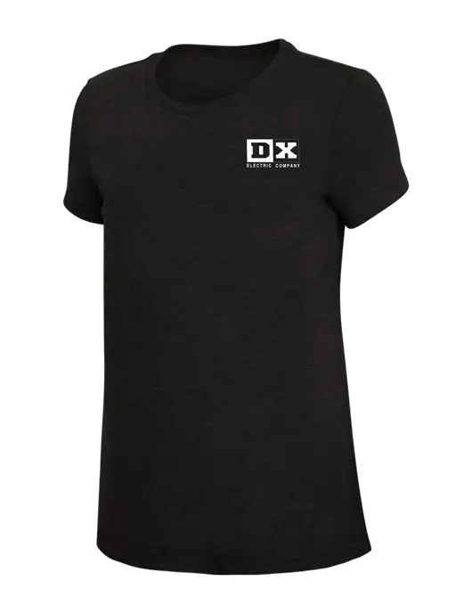 Womens Simply Soft Black 4.5oz Poly/Combed Ring Spun Cotton T-Shirt w/DX Logo