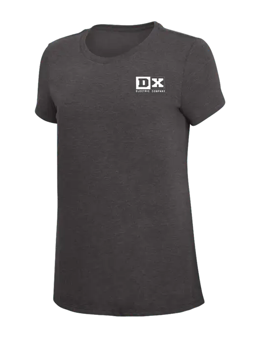 Womens Simply Soft Heather Charcoal 4.5oz  Poly/Combed Ring Spun Cotton T-Shirt w/DX Logo