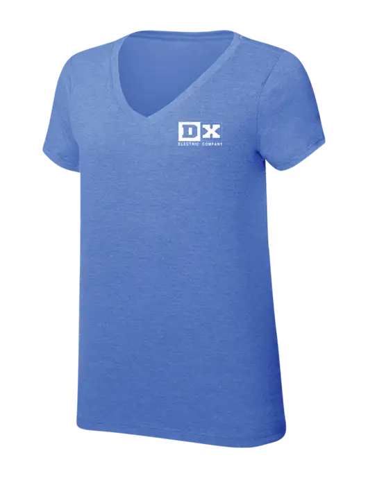 Womens Simply Soft V-Neck Royal Frost 4.5oz  Poly/Combed Ring Spun Cotton T-Shirt w/DX Logo
