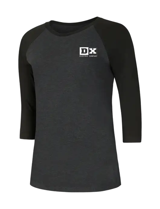 Womens Simply Soft 3/4 Sleeve Black/Black Frost Ring Spun Cotton T-Shirt w/DX Logo