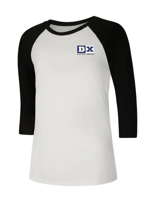 Womens Simply Soft 3/4 Sleeve Black/White Ring Spun Cotton T-Shirt w/DX Logo