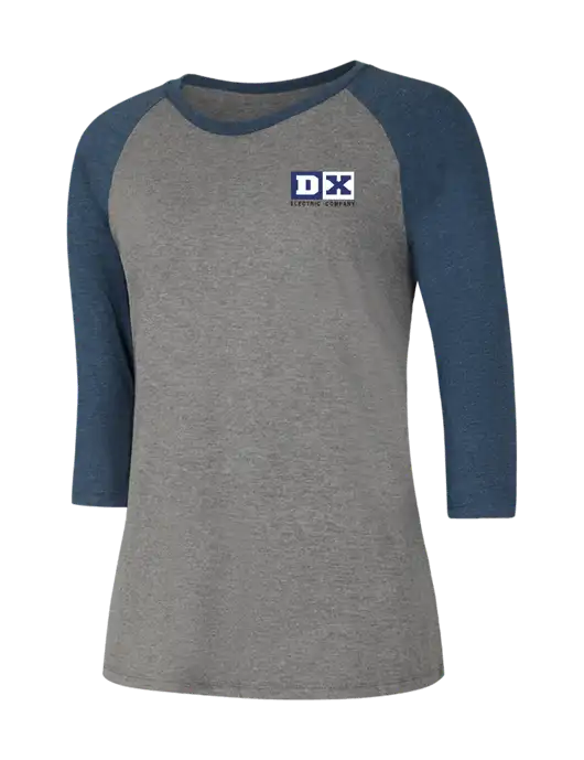 Womens Simply Soft 3/4 Sleeve Navy Frost/Grey Frost Ring Spun Cotton T-Shirt w/DX Logo
