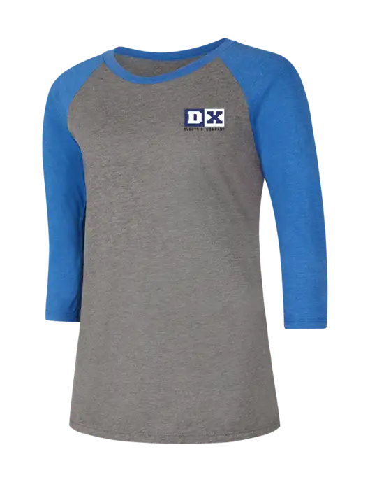 Womens Simply Soft 3/4 Sleeve Royal Frost/Grey Ring Spun Cotton T-Shirt w/DX Logo