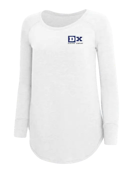 Womens Perfect Wide Collar Tunic Tri-Blend White 4.5 oz T-Shirt w/DX Logo