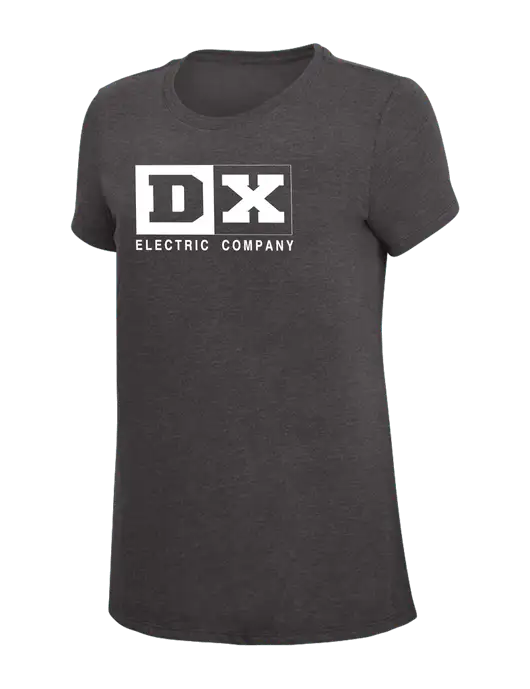 Womens Simply Soft Heather Charcoal 4.5oz  Poly/Combed Ring Spun Cotton T-Shirt w/DX Logo