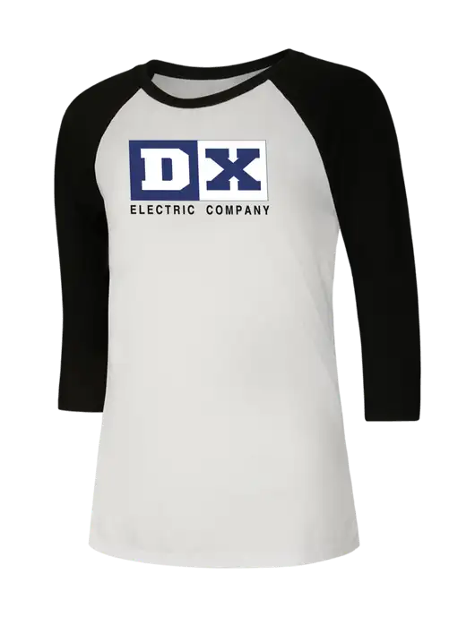 Womens Simply Soft 3/4 Sleeve Black/White Ring Spun Cotton T-Shirt w/DX Logo