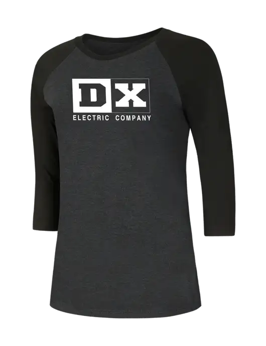 Womens Simply Soft 3/4 Sleeve Black/Black Frost Ring Spun Cotton T-Shirt w/DX Logo