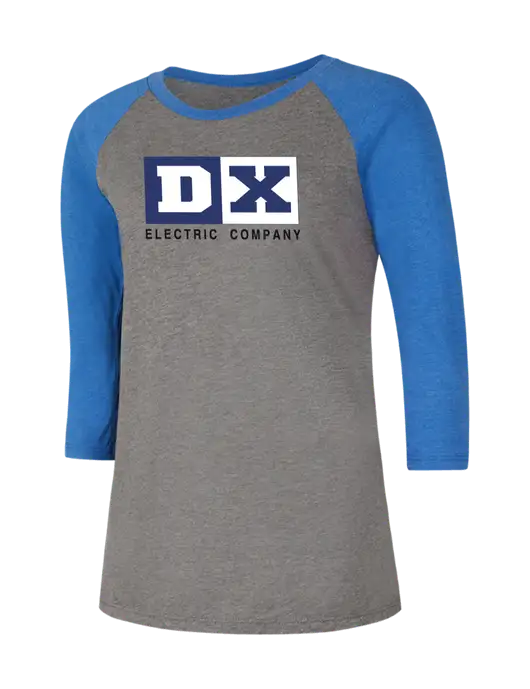 Womens Simply Soft 3/4 Sleeve Royal Frost/Grey Ring Spun Cotton T-Shirt w/DX Logo