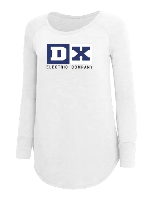 Womens Perfect Wide Collar Tunic Tri-Blend White 4.5 oz T-Shirt w/DX Logo