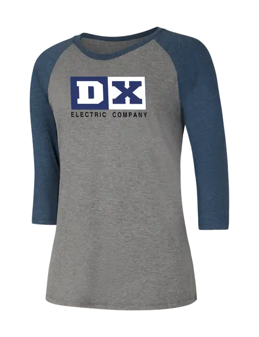 Womens Simply Soft 3/4 Sleeve Navy Frost/Grey Frost Ring Spun Cotton T-Shirt w/DX Logo