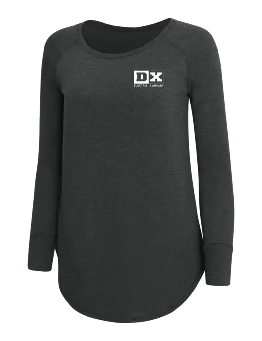 Womens Perfect Wide Collar Tunic Tri-Blend Black Frost 4.5 oz T-Shirt w/DX Logo