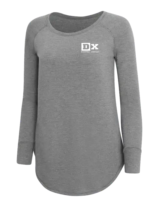 Womens Perfect Wide Collar Tunic Tri-Blend Grey Frost 4.5 oz T-Shirt w/DX Logo