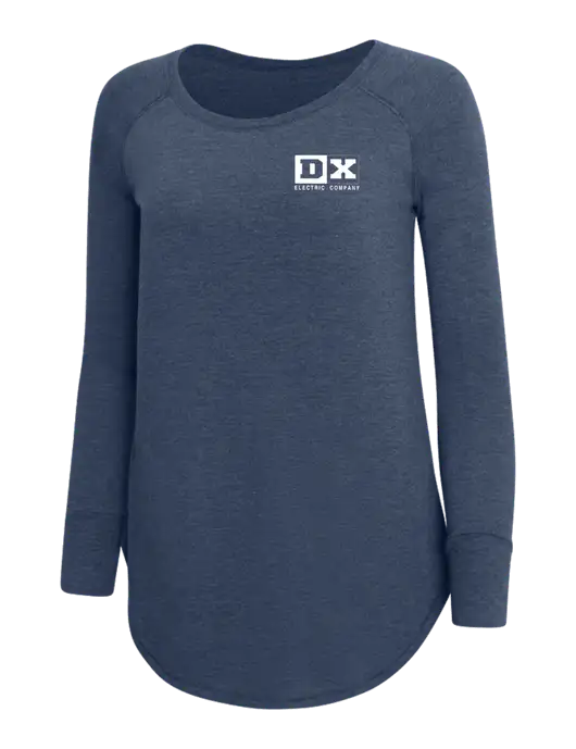 Womens Perfect Wide Collar Tunic Tri-Blend Navy Frost 4.5 oz T-Shirt w/DX Logo